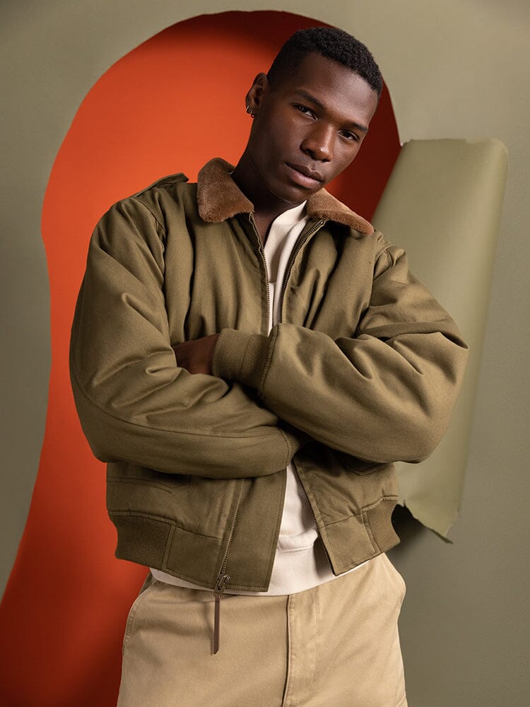 1940S B-10 BOMBER JACKET (OLIVE) - Image 2