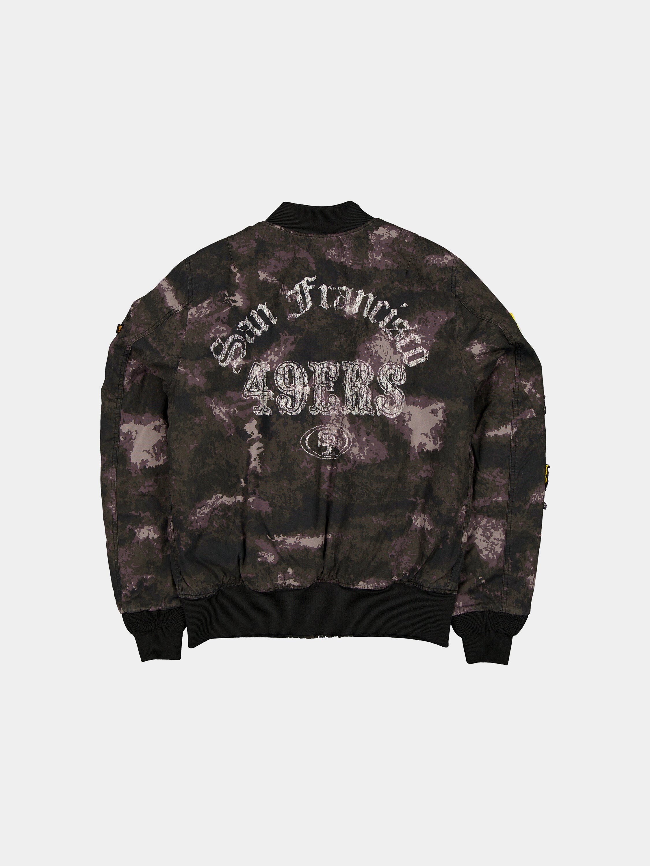 SAN FRANCISCO 49ERS X ALPHA X NEW ERA MA-1 BOMBER JACKET (BLACK CAMO) - Image 2