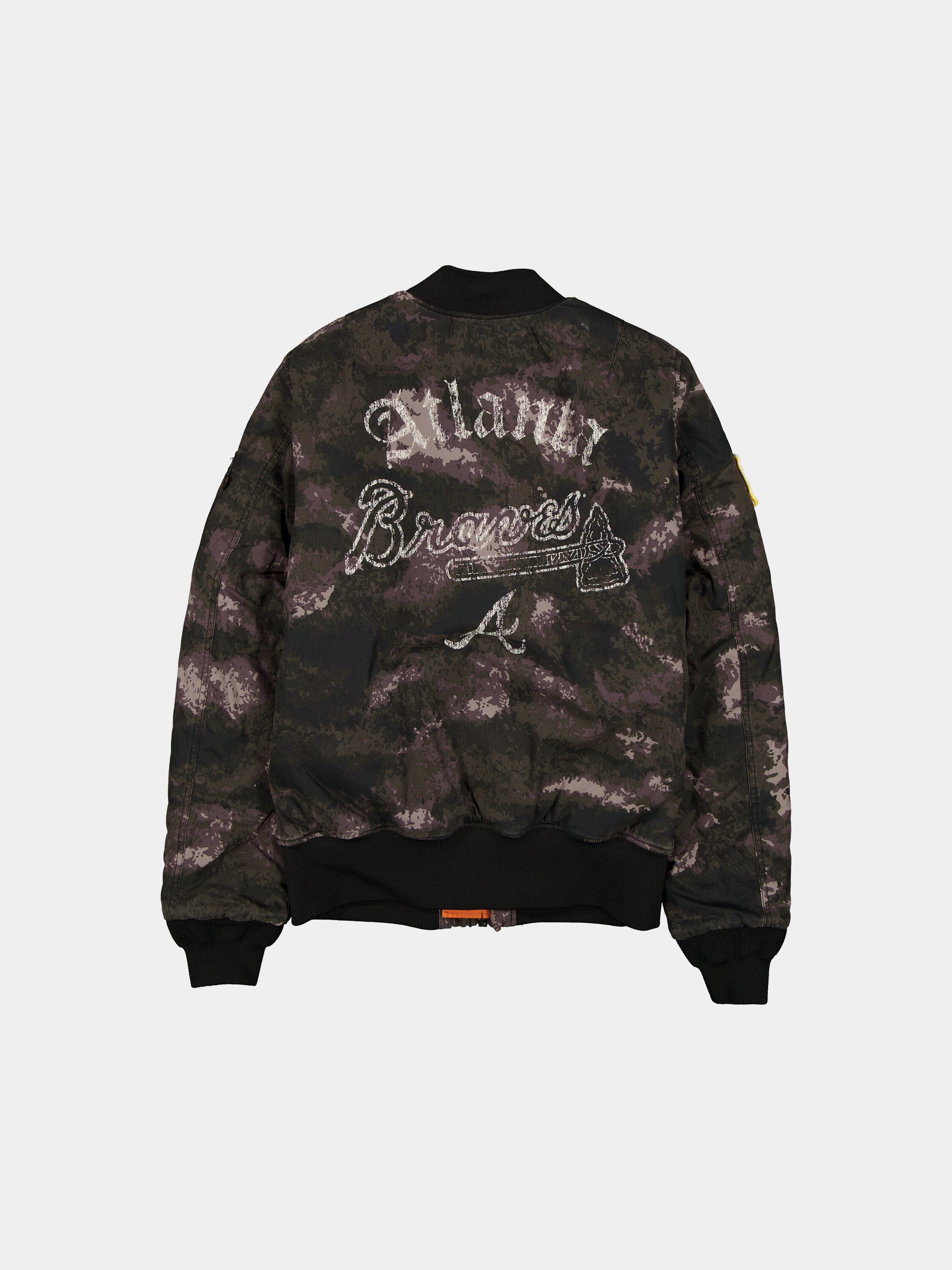 ATLANTA BRAVES X ALPHA X NEW ERA MA-1 BOMBER JACKET (BLACK CAMO) - Image 2