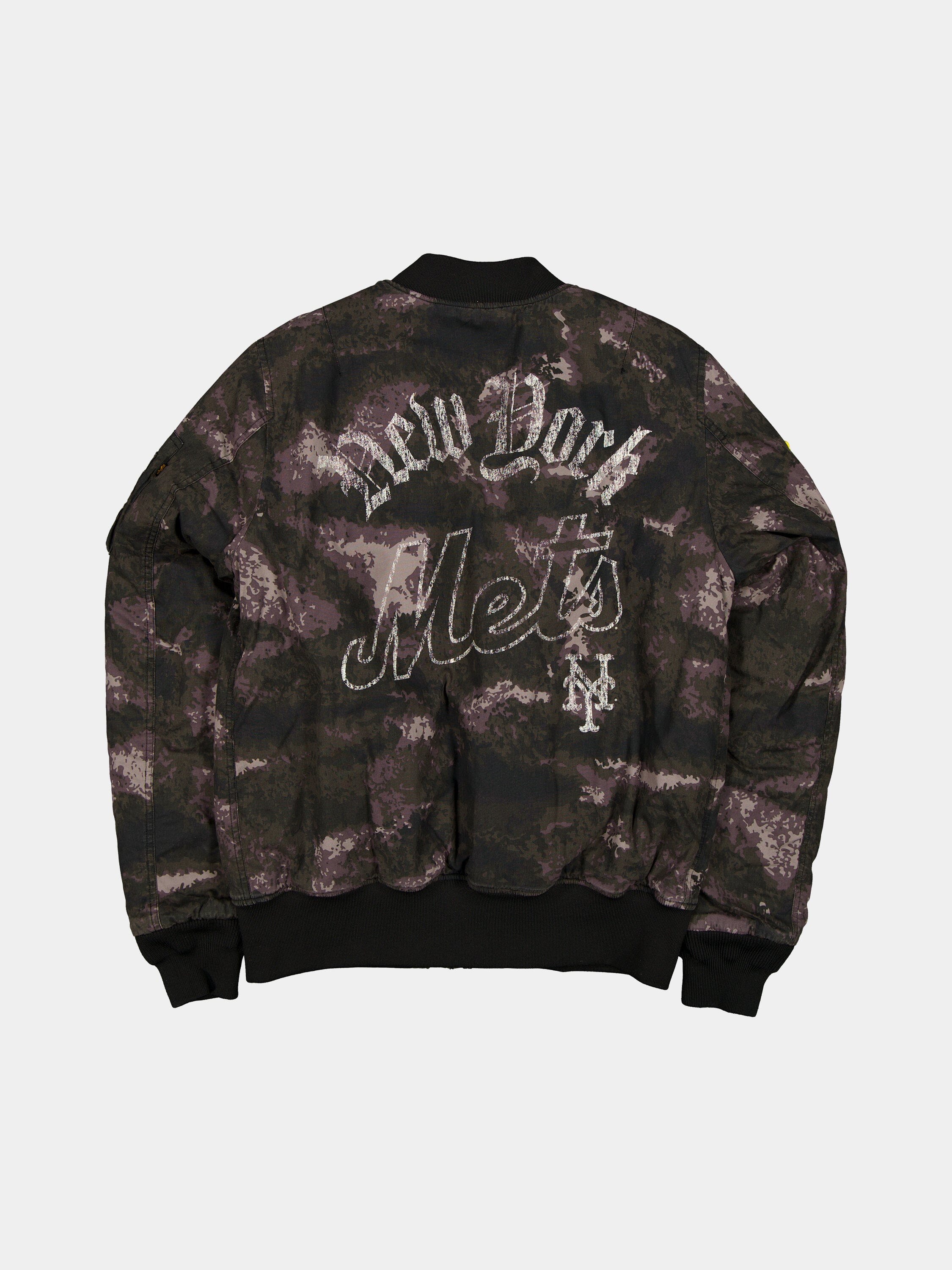 NEW YORK METS X ALPHA X NEW ERA MA-1 BOMBER JACKET (BLACK CAMO) - Image 2