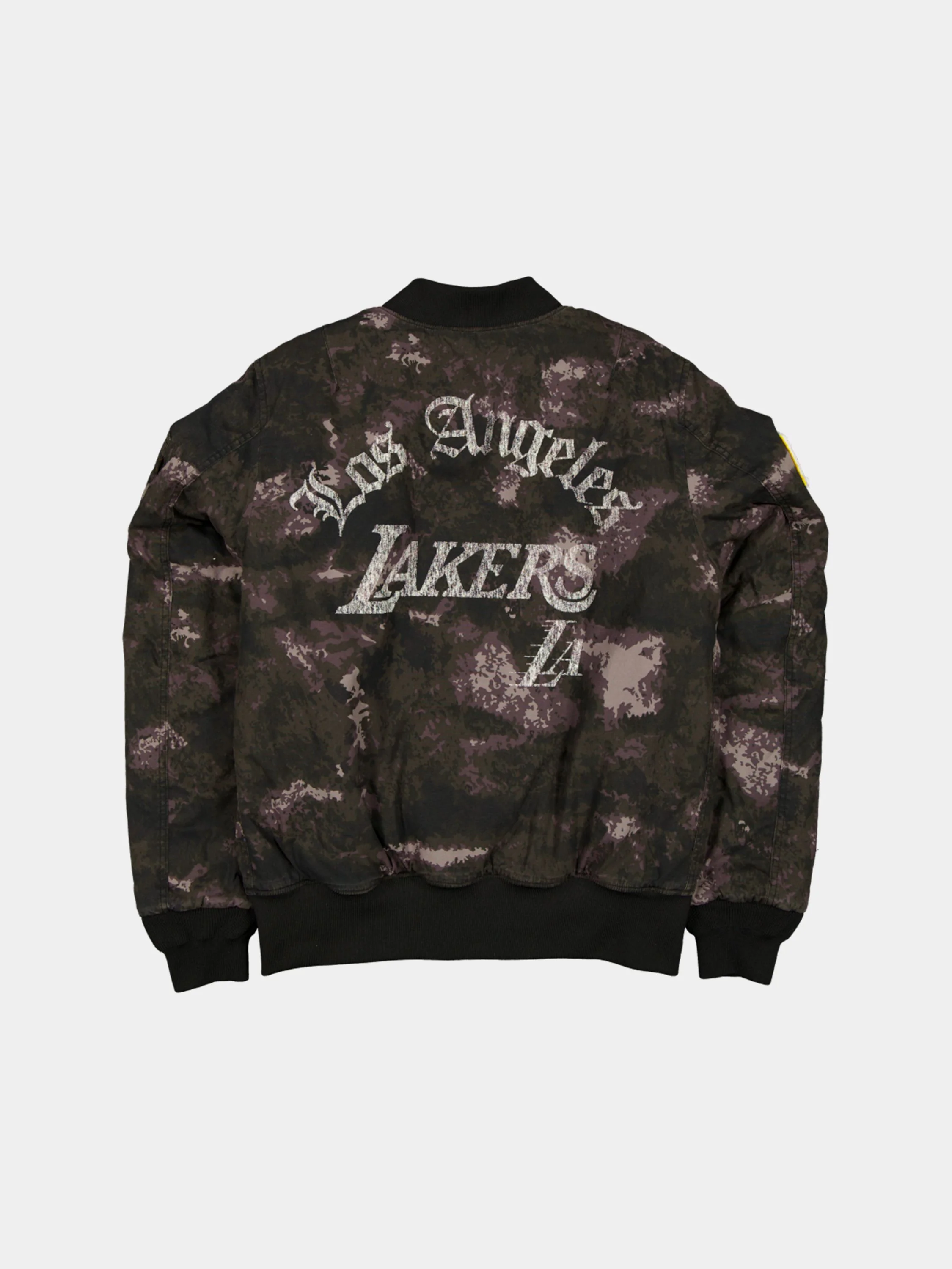 LOS ANGELES LAKERS X ALPHA X NEW ERA MA-1 BOMBER JACKET (BLACK CAMO) - Image 4