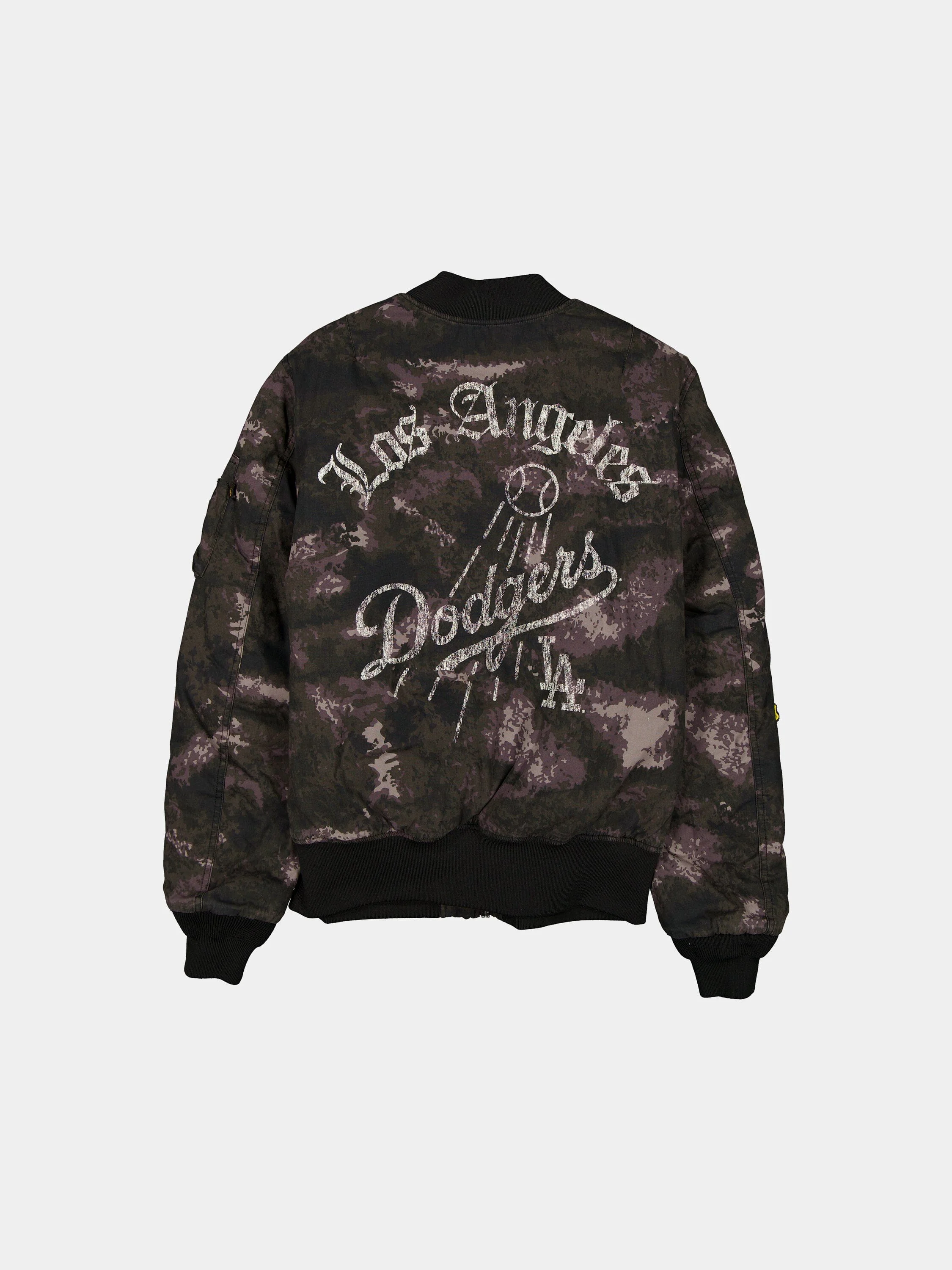 LOS ANGELES DODGERS X ALPHA X NEW ERA MA-1 BOMBER JACKET (BLACK CAMO) - Image 2