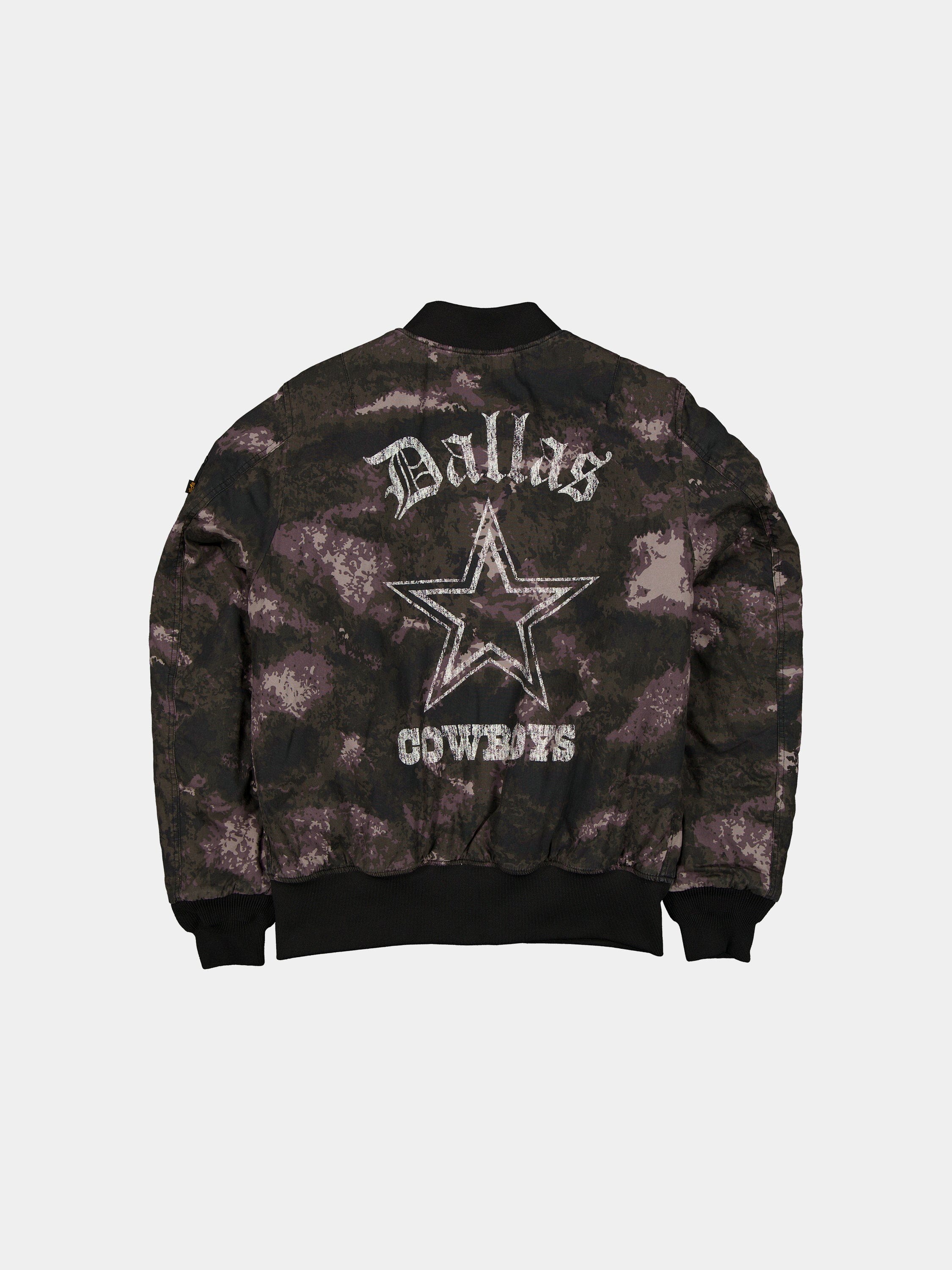 DALLAS COWBOYS X ALPHA X NEW ERA MA-1 BOMBER JACKET (BLACK CAMO) - Image 2