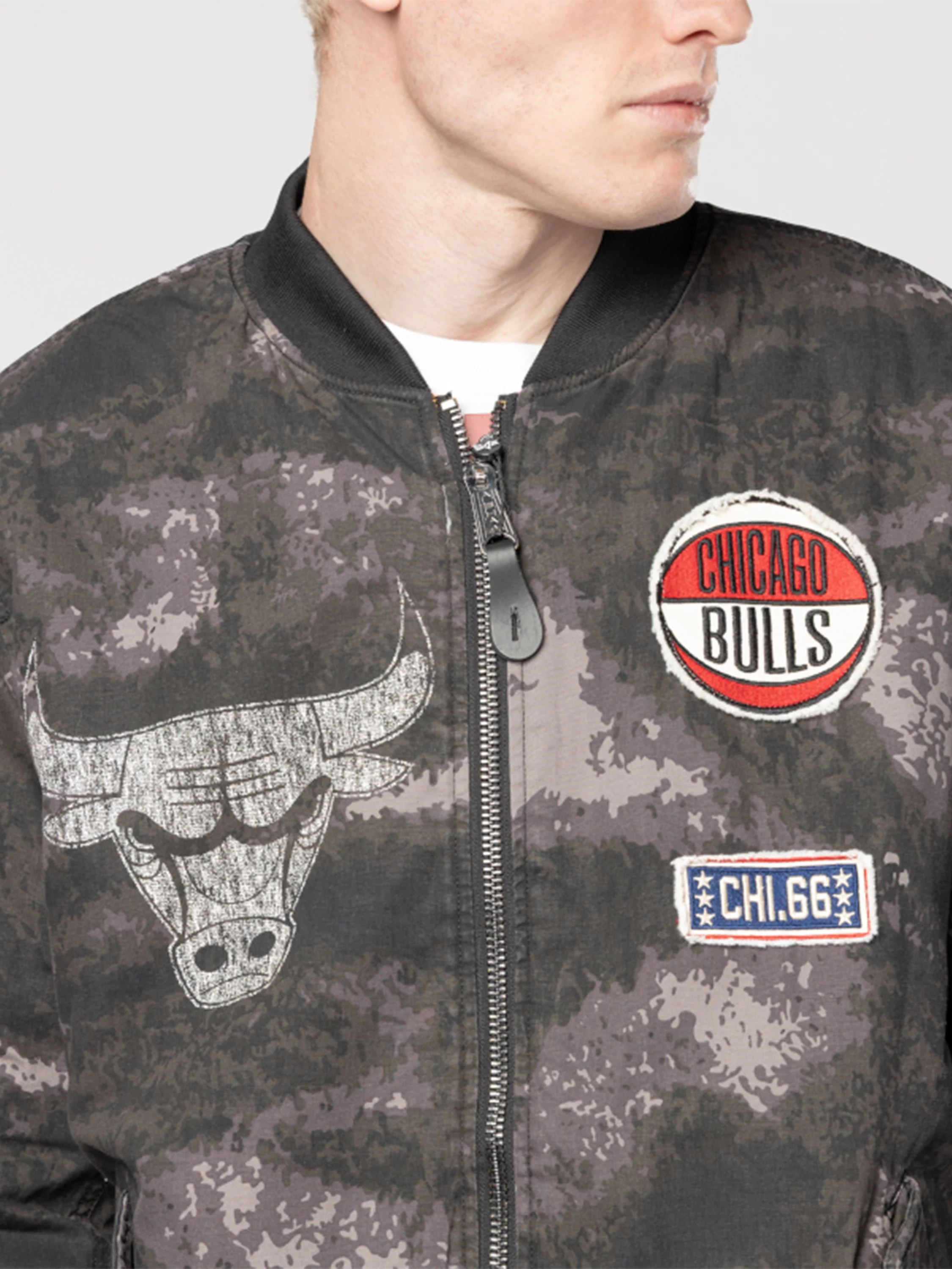 CHICAGO BULLS X ALPHA X NEW ERA MA-1 BOMBER JACKET (BLACK CAMO) - Image 7