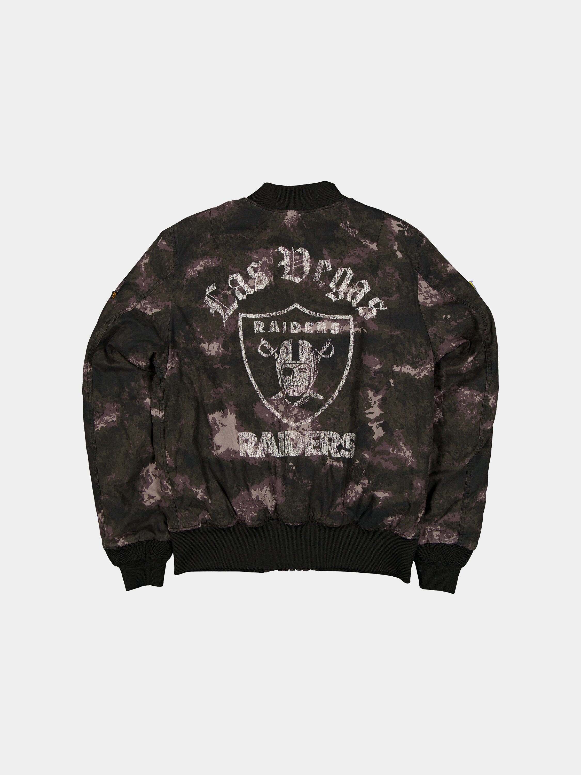 LAS VEGAS RAIDERS X ALPHA X NEW ERA MA-1 BOMBER JACKET (BLACK CAMO) - Image 2