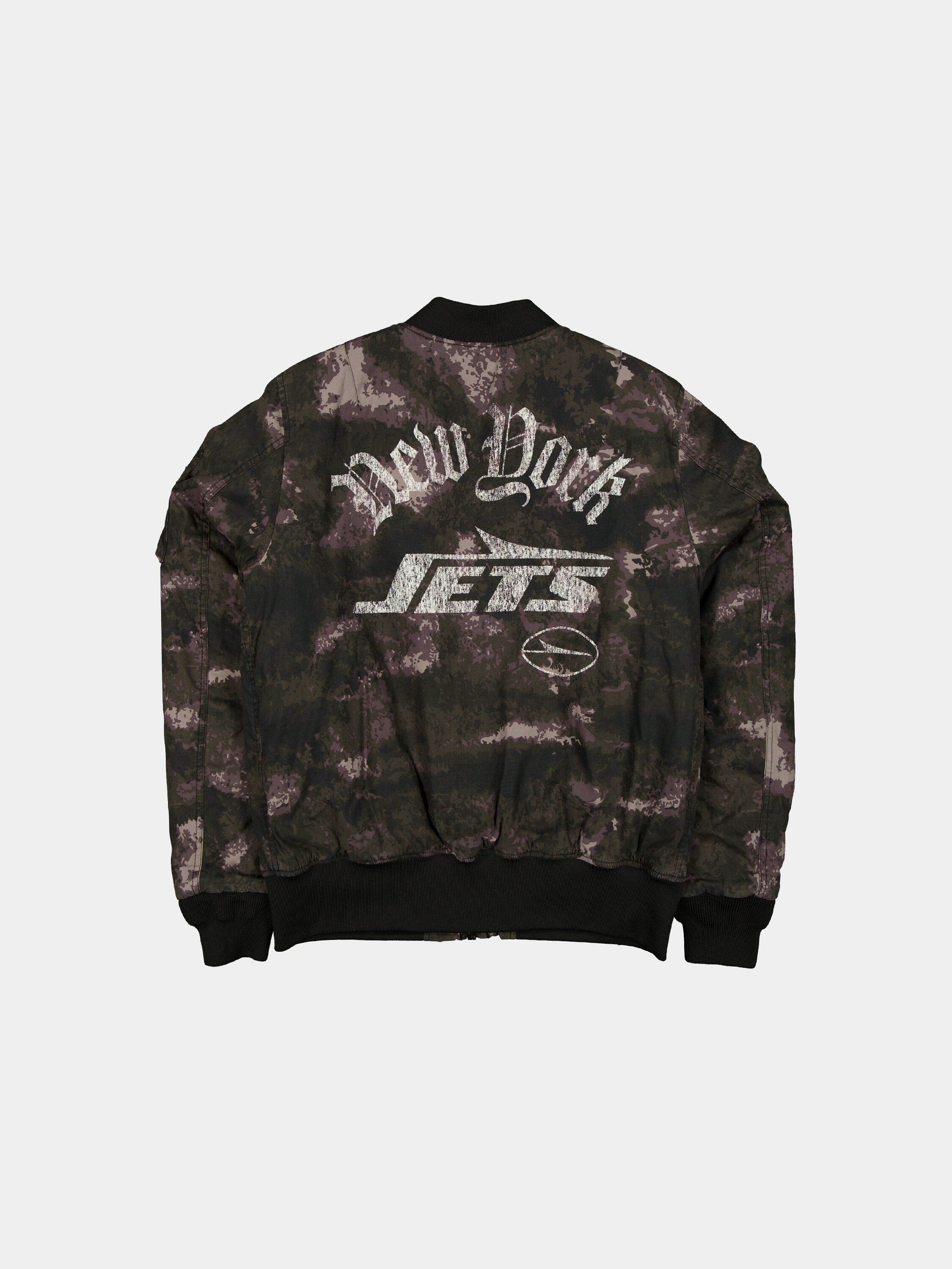 NEW YORK JETS X ALPHA X NEW ERA MA-1 BOMBER JACKET (BLACK CAMO) - Image 2