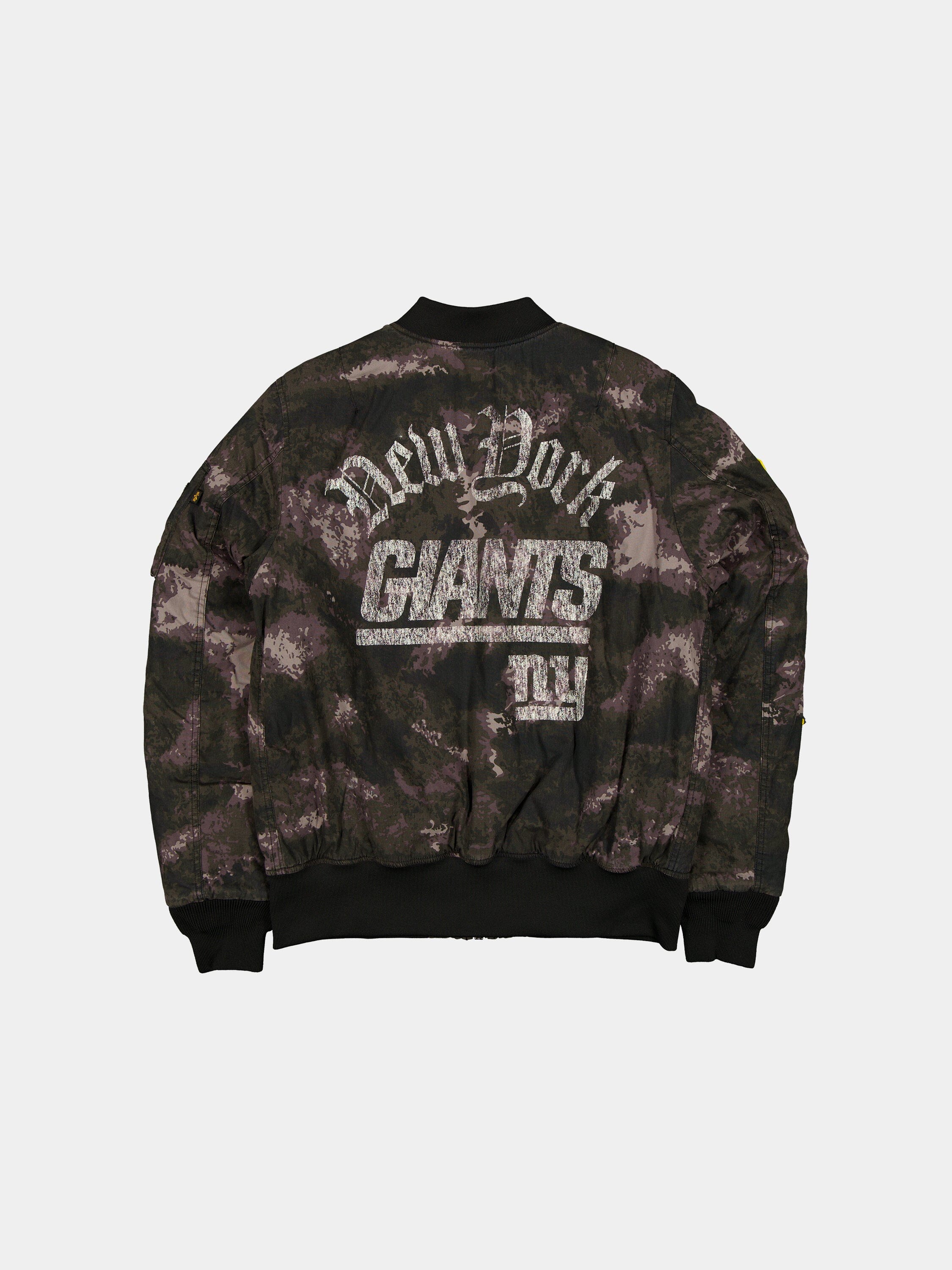 NEW YORK GIANTS X ALPHA X NEW ERA MA-1 BOMBER JACKET (BLACK CAMO) - Image 2
