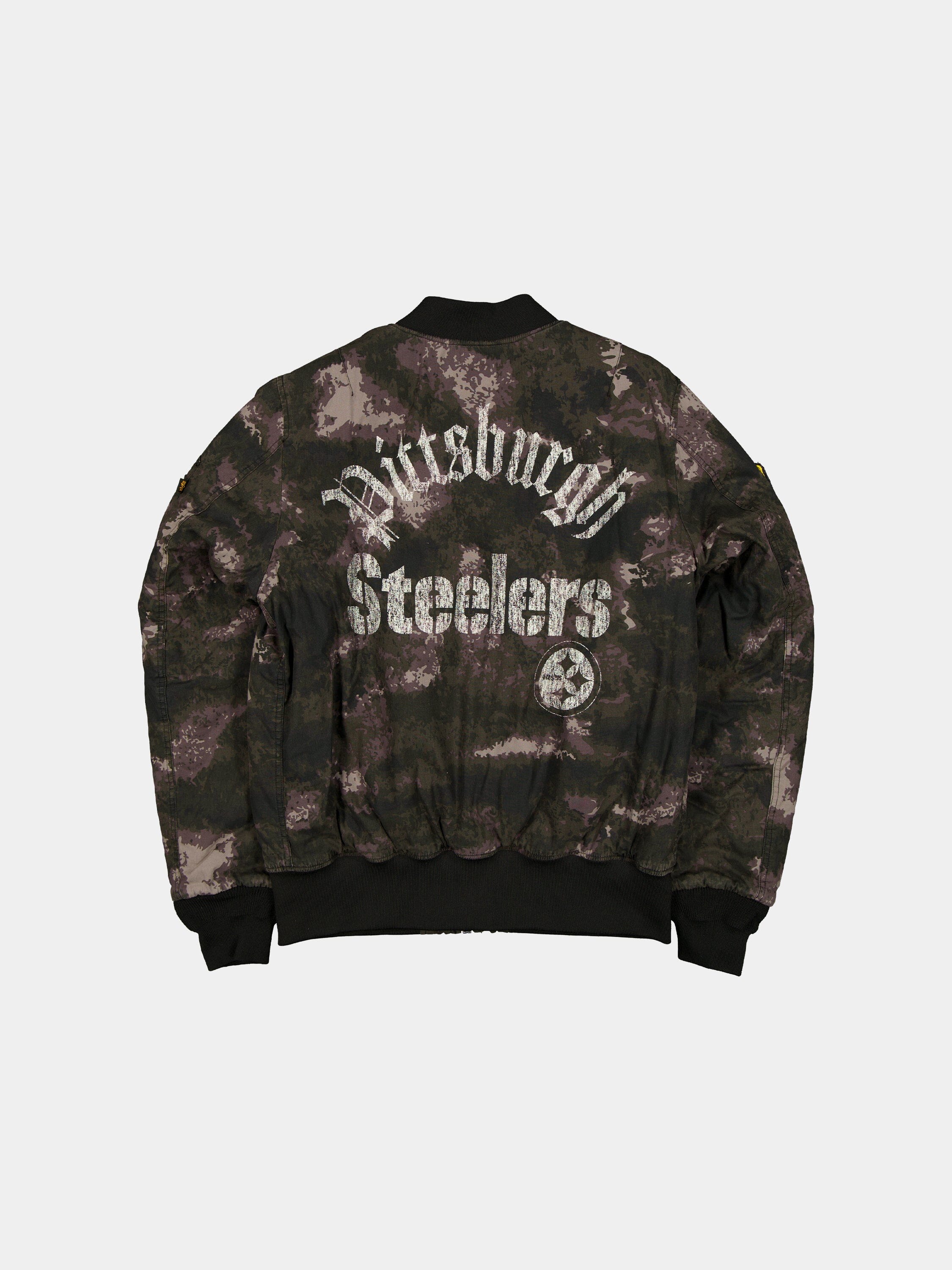 PITTSBURGH STEELERS X ALPHA X NEW ERA MA-1 BOMBER JACKET (BLACK CAMO) - Image 2