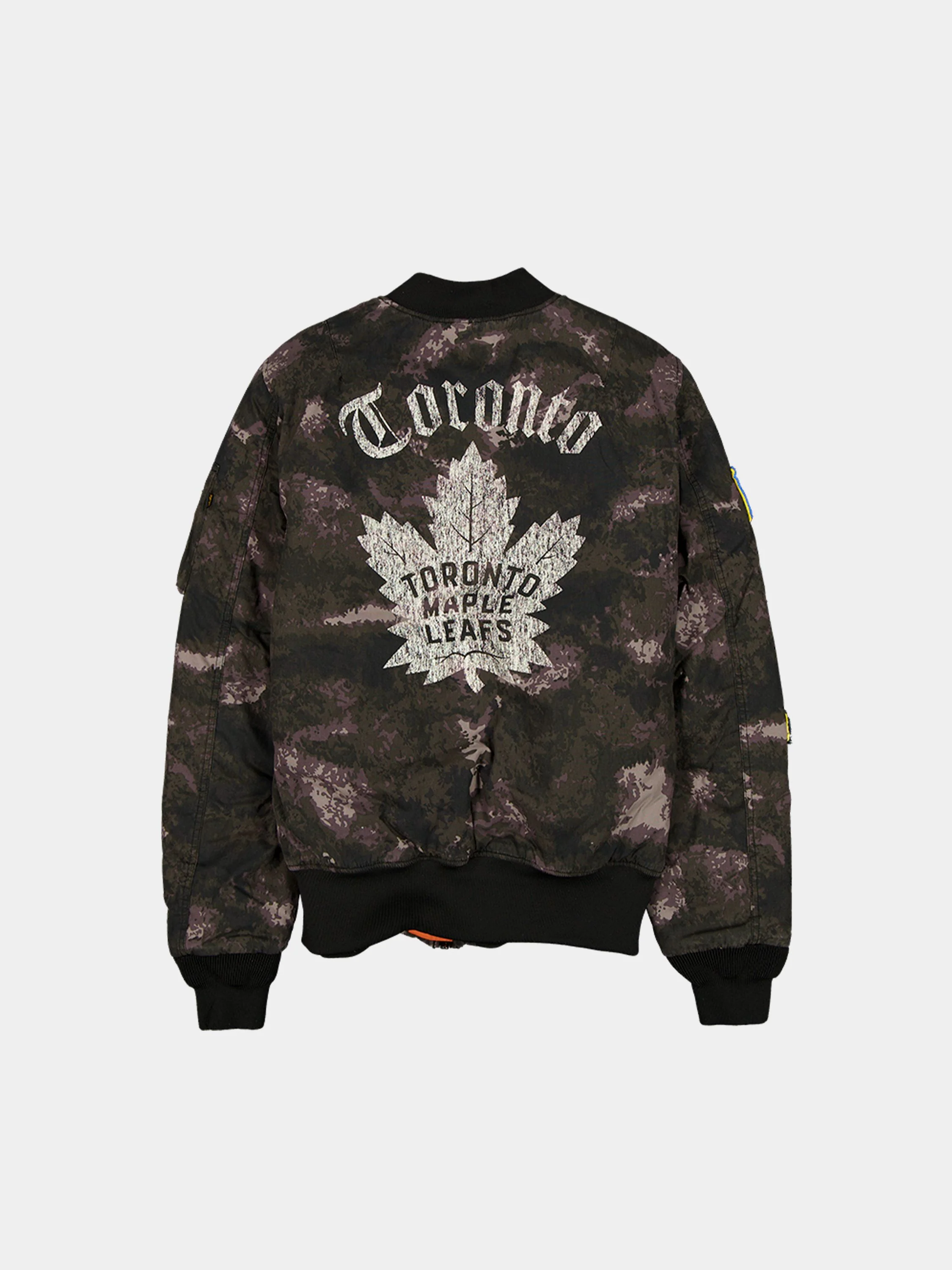 TORONTO MAPLE LEAFS X ALPHA X NEW ERA MA-1 BOMBER JACKET (BLACK CAMO) - Image 2