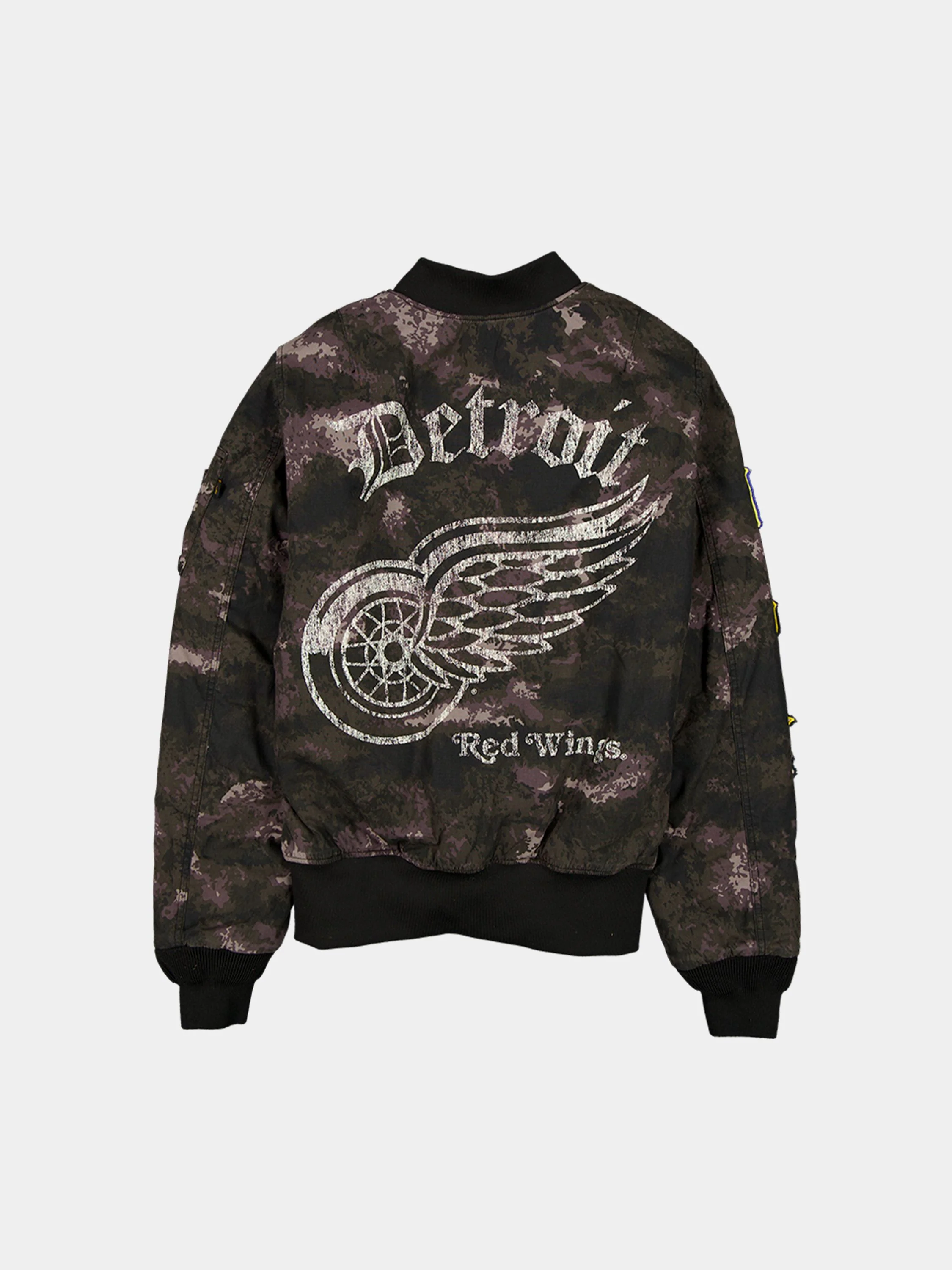 DETROIT RED WINGS X ALPHA X NEW ERA MA-1 BOMBER JACKET (BLACK CAMO) - Image 2