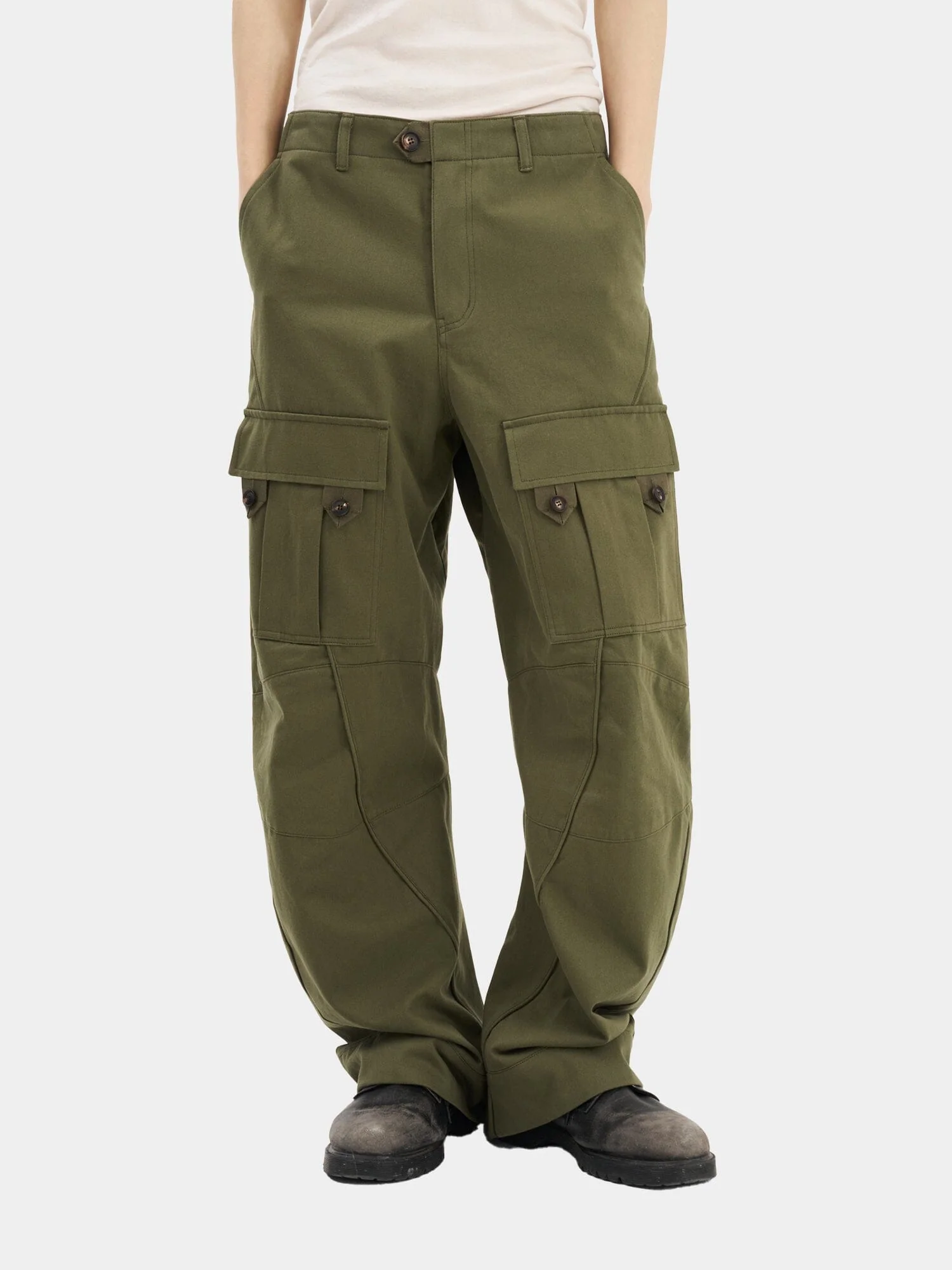 JIYONGKIM X ALPHA CURVED MULTI-POCKET TROUSERS - Image 4