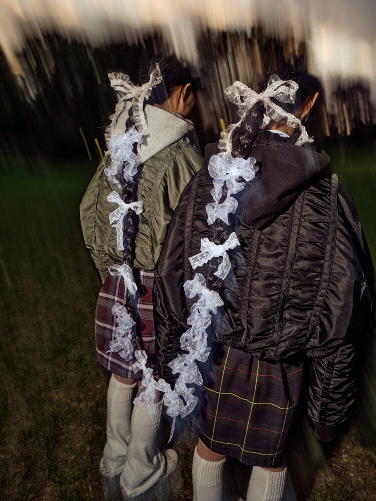 ALPHA X MADEME HOODED RUCHED MA-1 BOMBER JACKET - Image 13