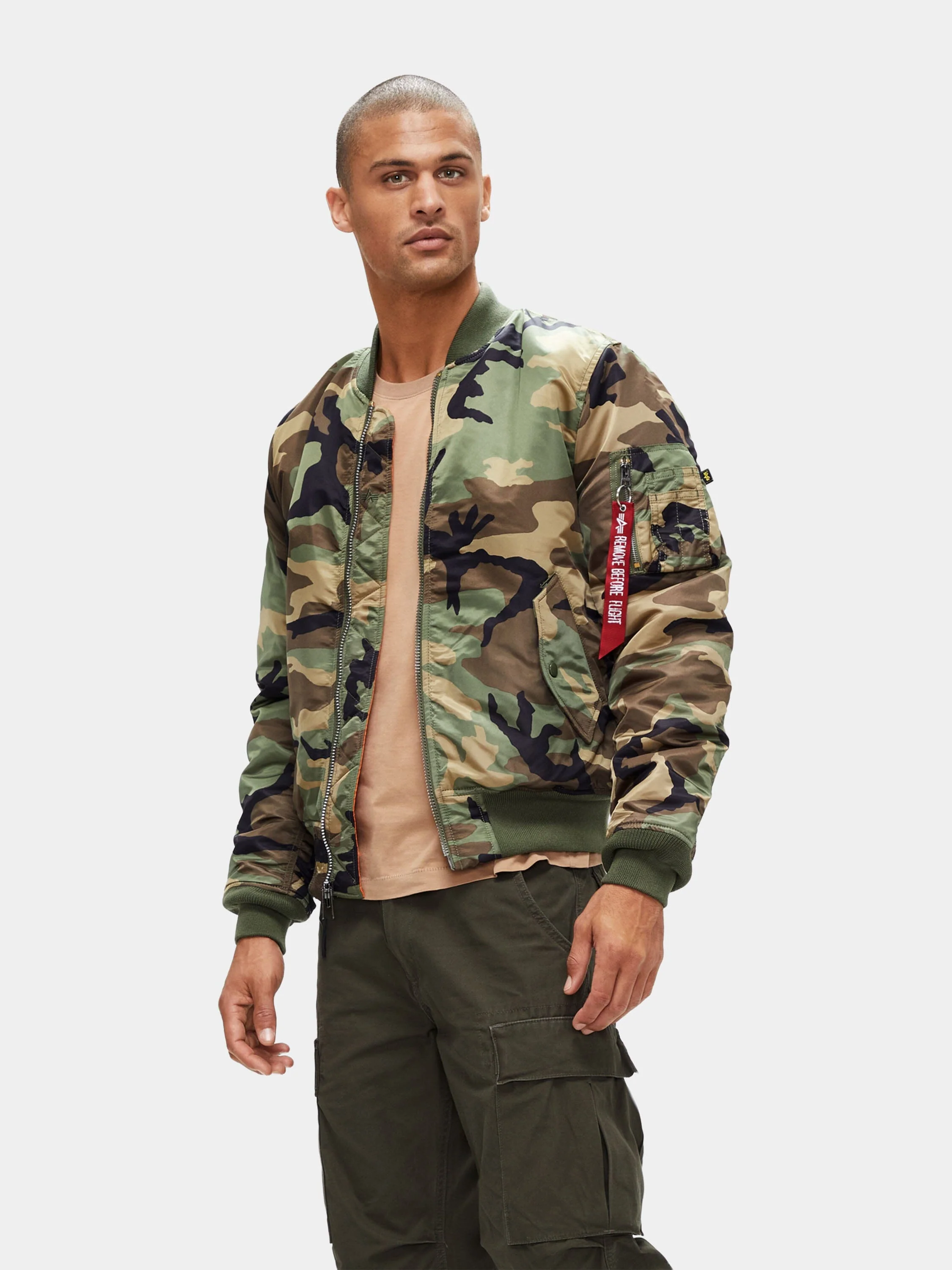 MA-1 BOMBER JACKET SLIM FIT (WOODLAND CAMO) - Image 2