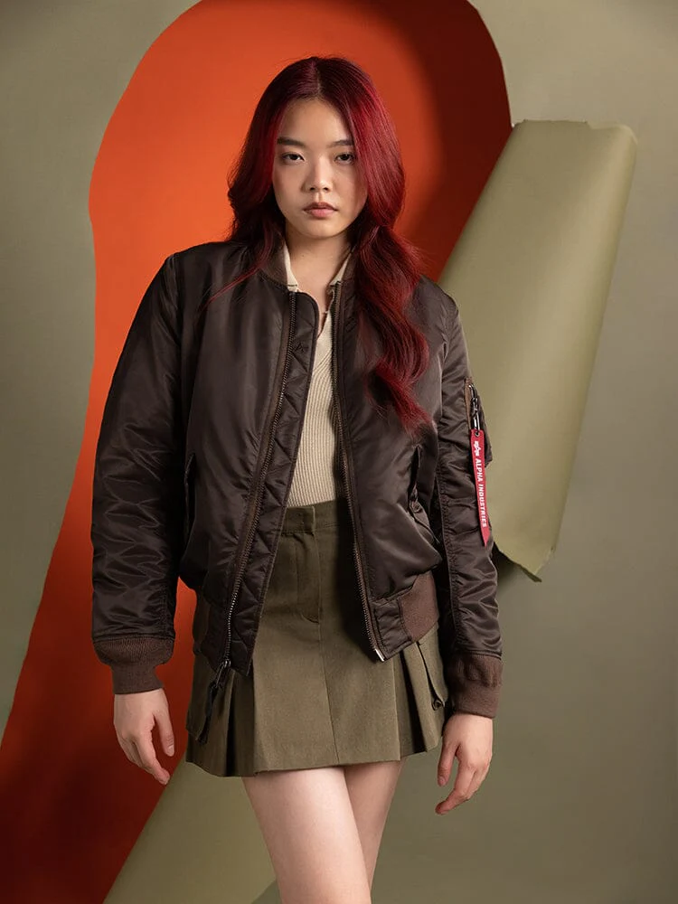 MA-1 BOMBER JACKET WOMENS (CHOCOLATE) - Image 2
