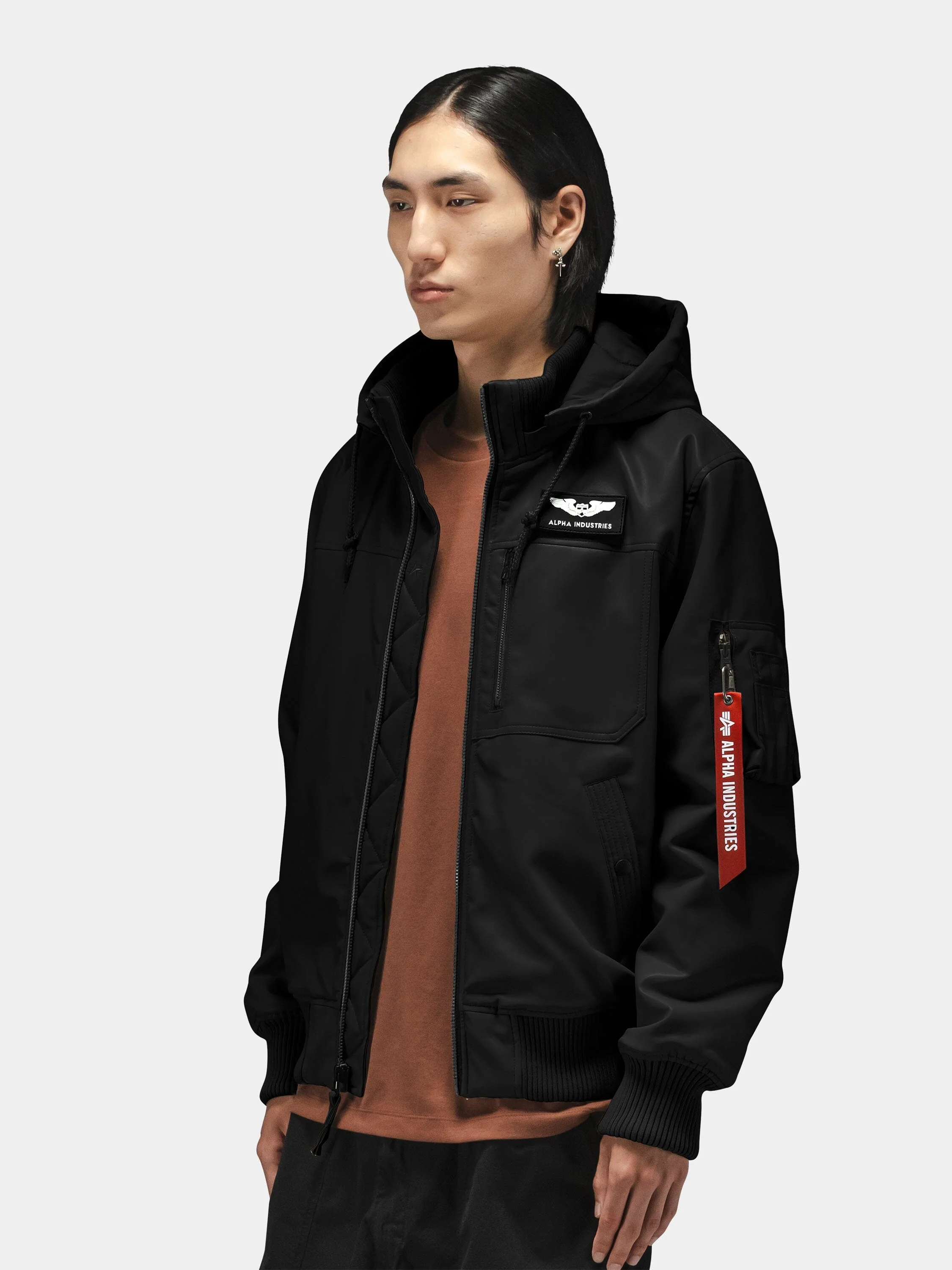 FAUX LEATHER HOODED RIB FLIGHT JACKET - Image 2