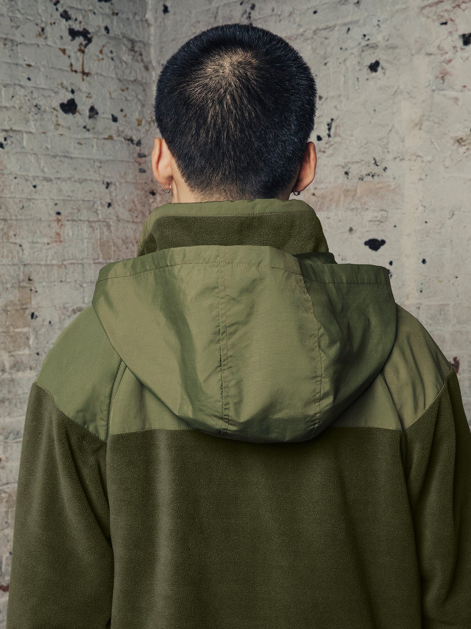 MIXED MEDIA FLEECE FULL ZIP HOODIE - Image 4