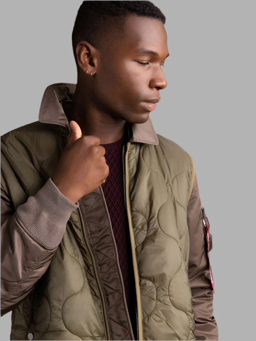 MIXED MEDIA QUILTED UTILITY JACKET (COYOTE BROWN) - Image 12