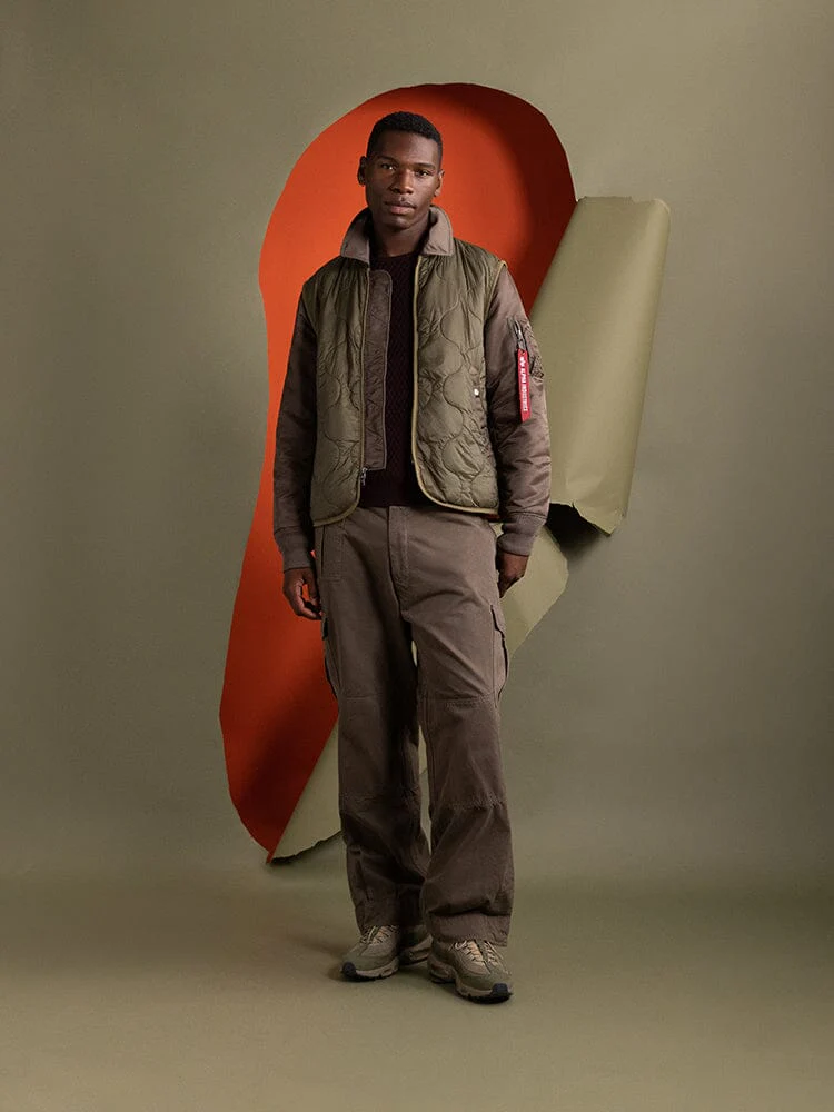 MIXED MEDIA QUILTED UTILITY JACKET (COYOTE BROWN) - Image 4