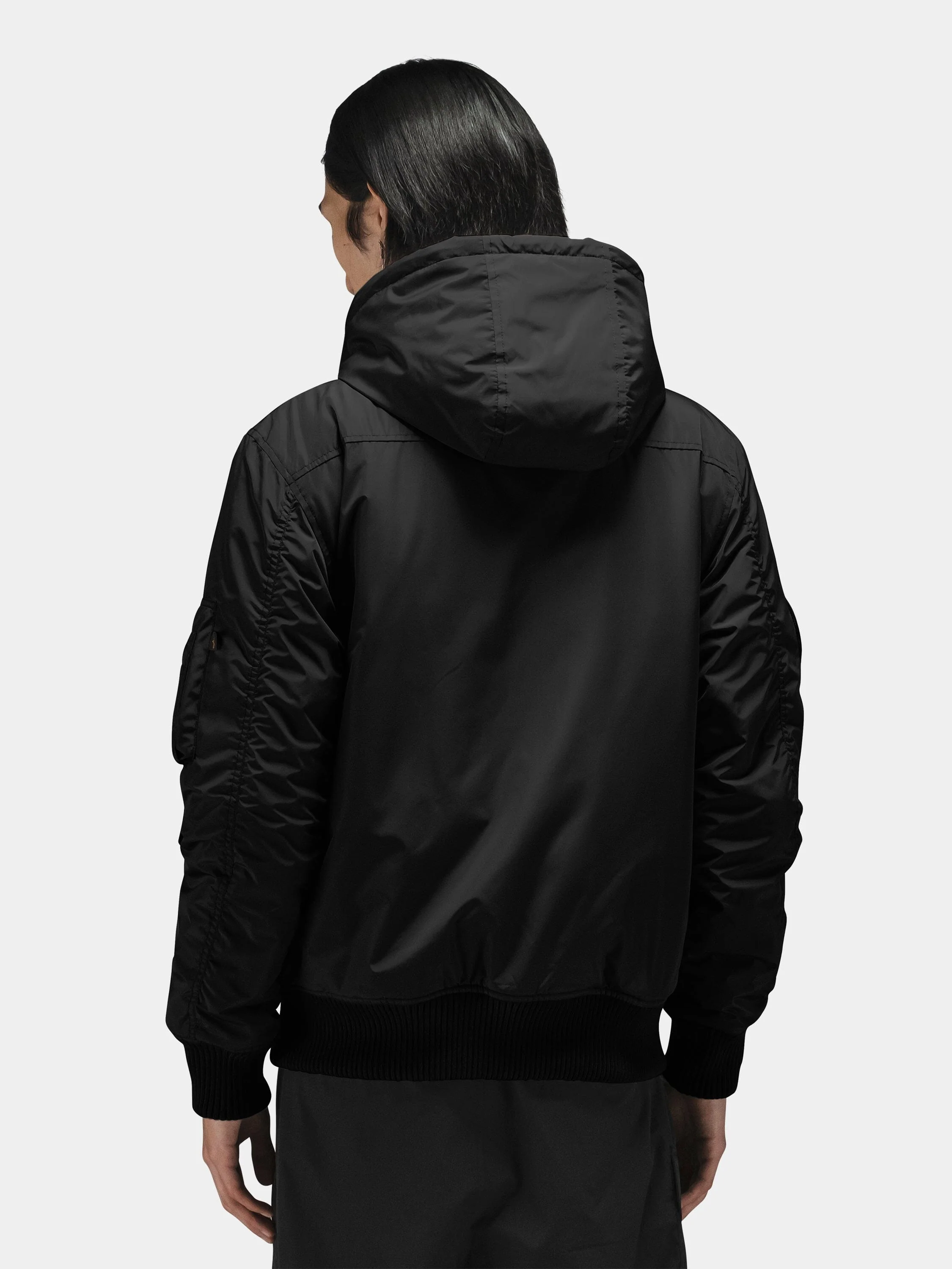 PATCHED HOODED RIB FLIGHT JACKET - Image 4