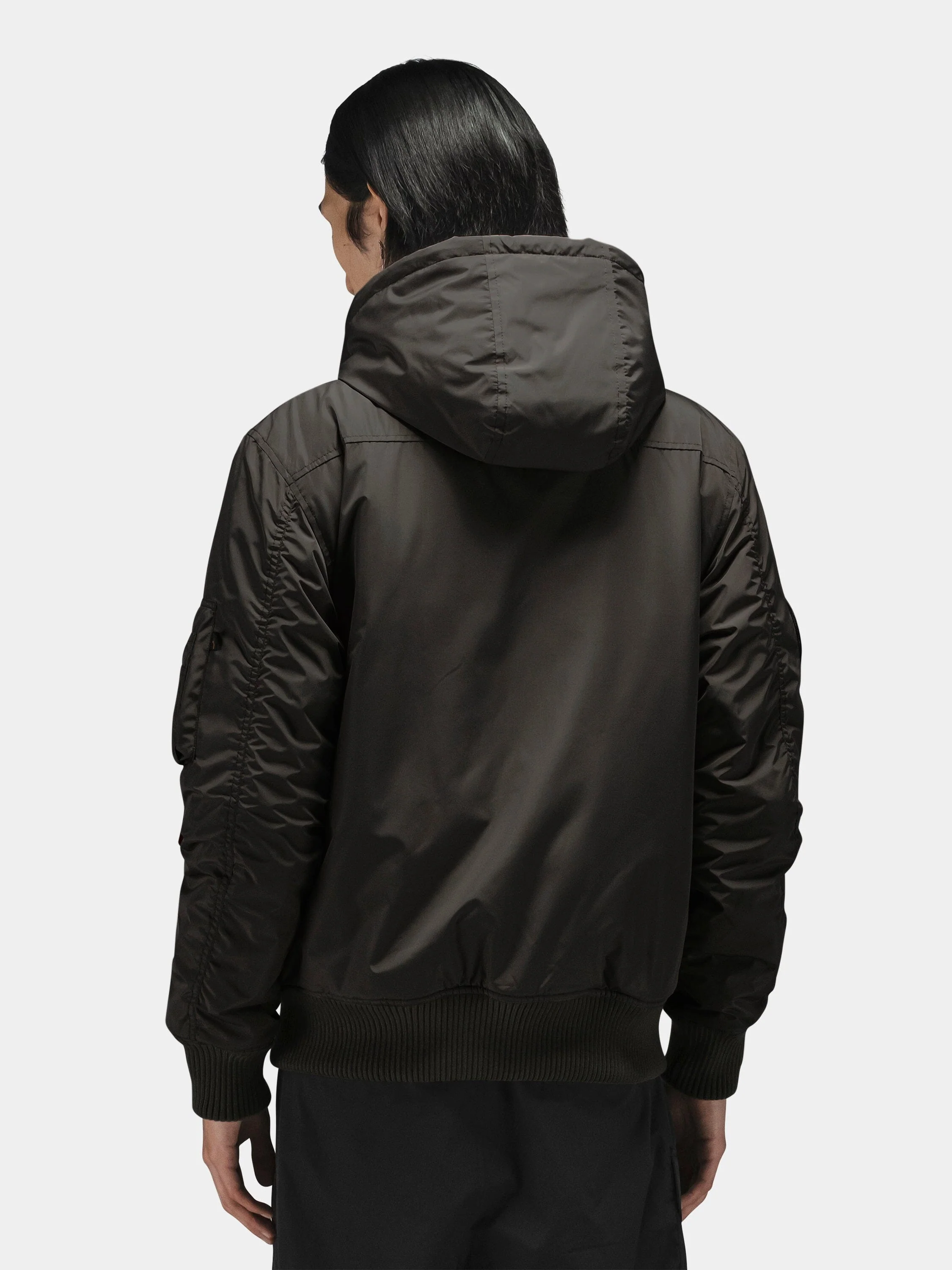 PATCHED HOODED RIB FLIGHT JACKET - Image 9