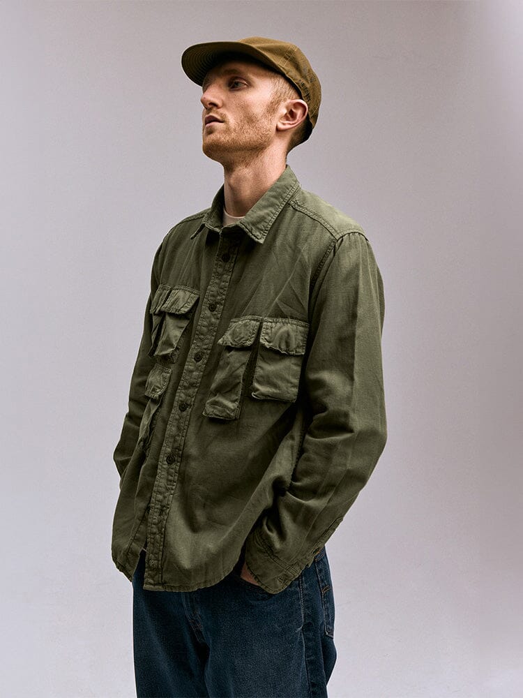 LONG SLEEVE MULTI POCKET SHIRT (OG-107 GREEN) - Image 2