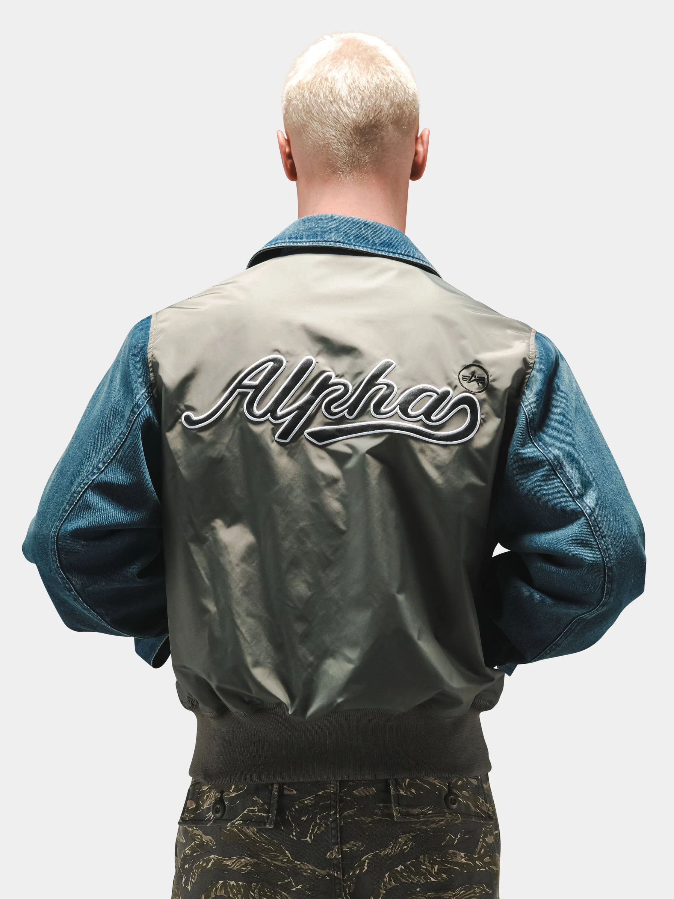 DENIM RELAXED MIXED MEDIA FLIGHT JACKET - Image 4