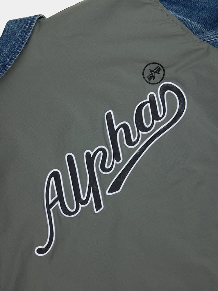 DENIM RELAXED MIXED MEDIA FLIGHT JACKET - Image 6