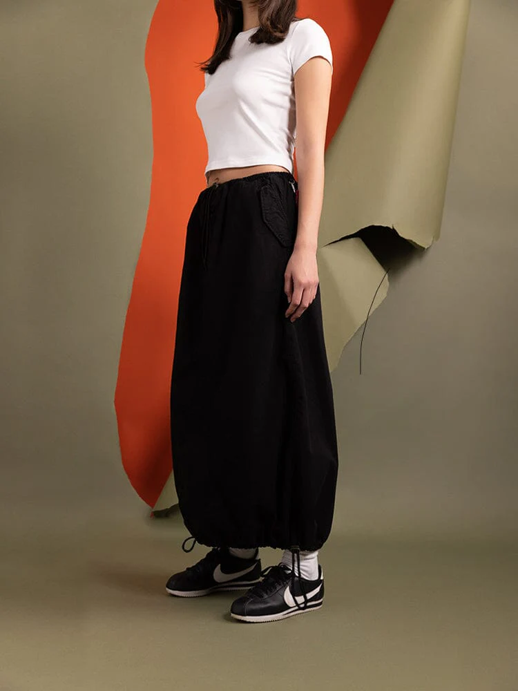 DRAWCORD SKIRT WOMENS (BLACK) - Image 3
