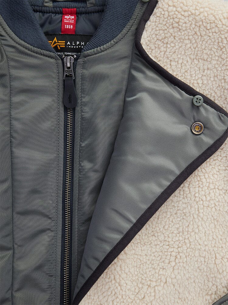 WOMEN'S B-15 SHERPA HYBRID BOMBER JACKET (FIELD GRAY) - Image 7