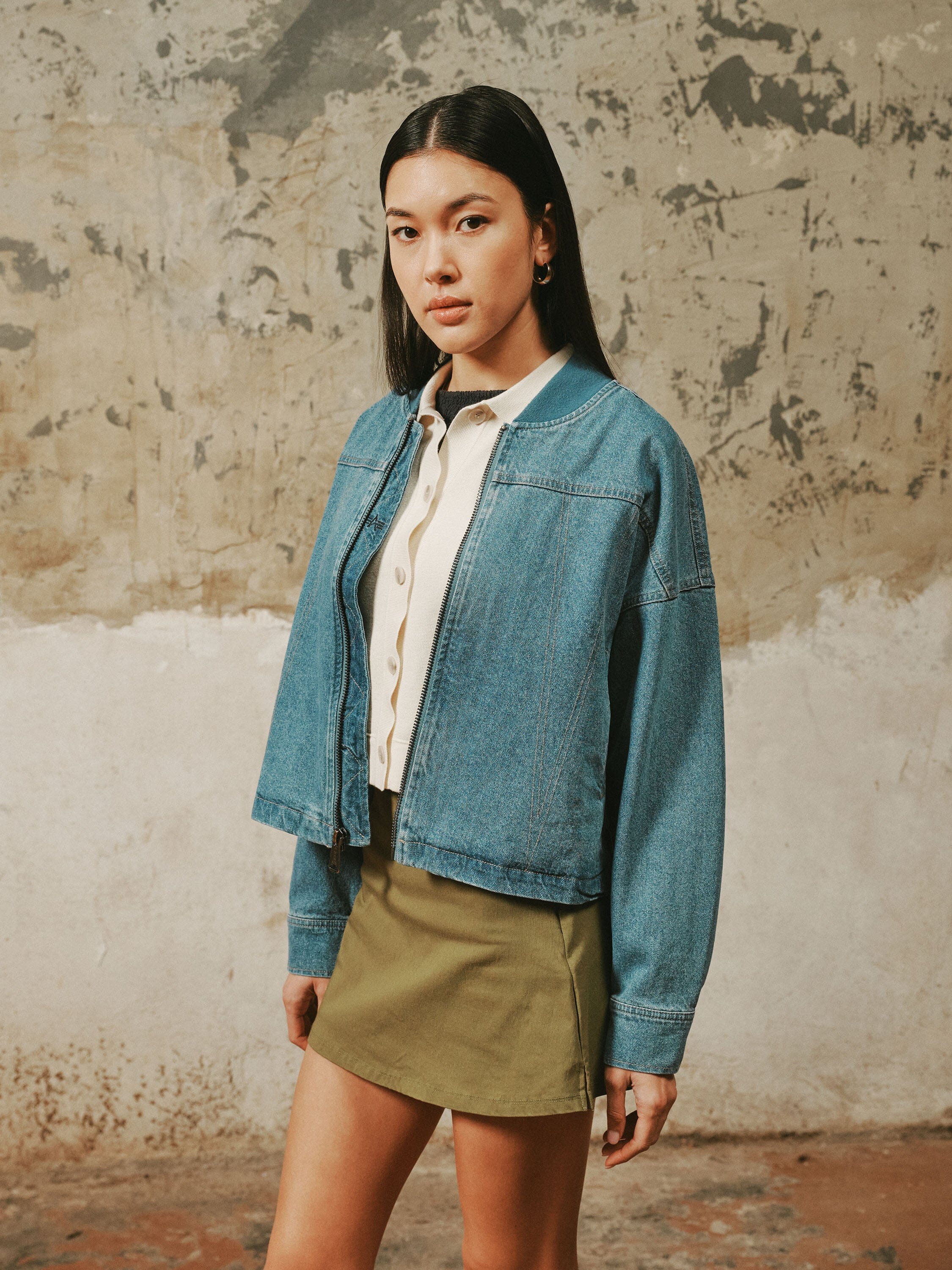 DENIM RELAXED FLIGHT JACKET WOMENS - Image 3