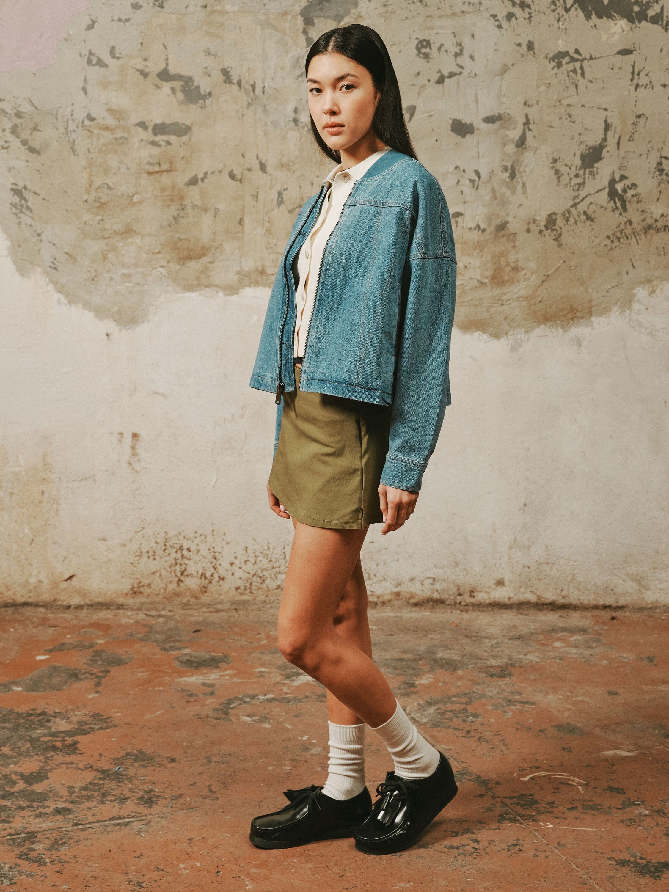 DENIM RELAXED FLIGHT JACKET WOMENS - Image 5
