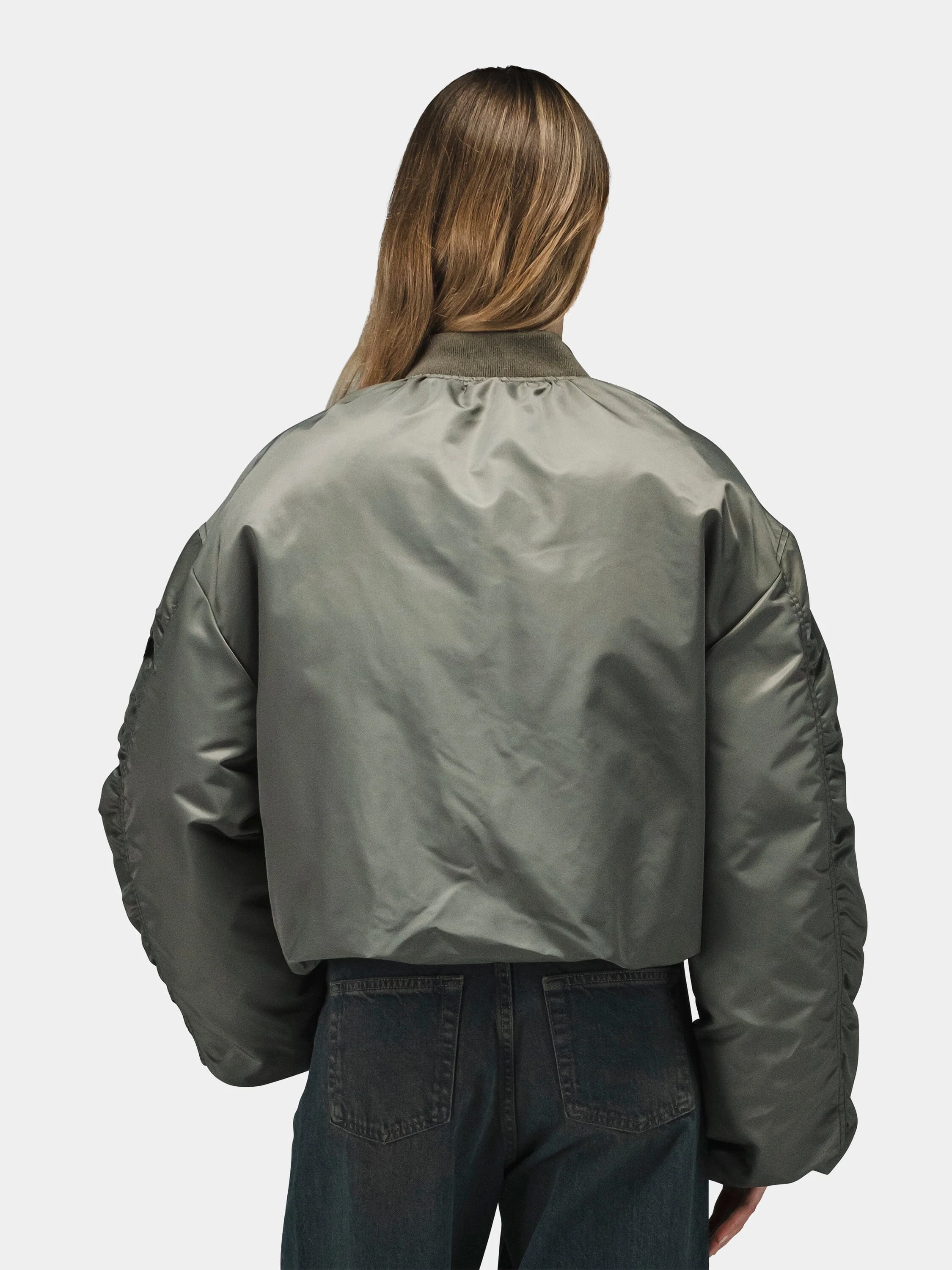 KNIT RIB MA-1 FLIGHT JACKET WOMENS (FIELD GRAY) - Image 4