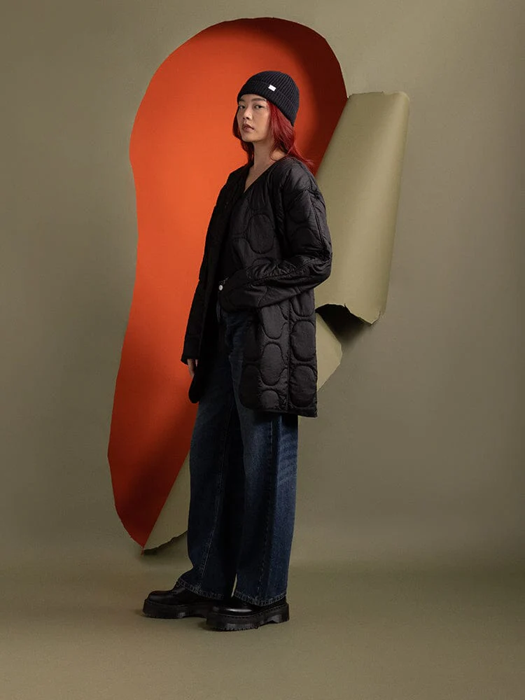 WOMEN'S MIXED MEDIA QUILTED LONG LINER - Image 5