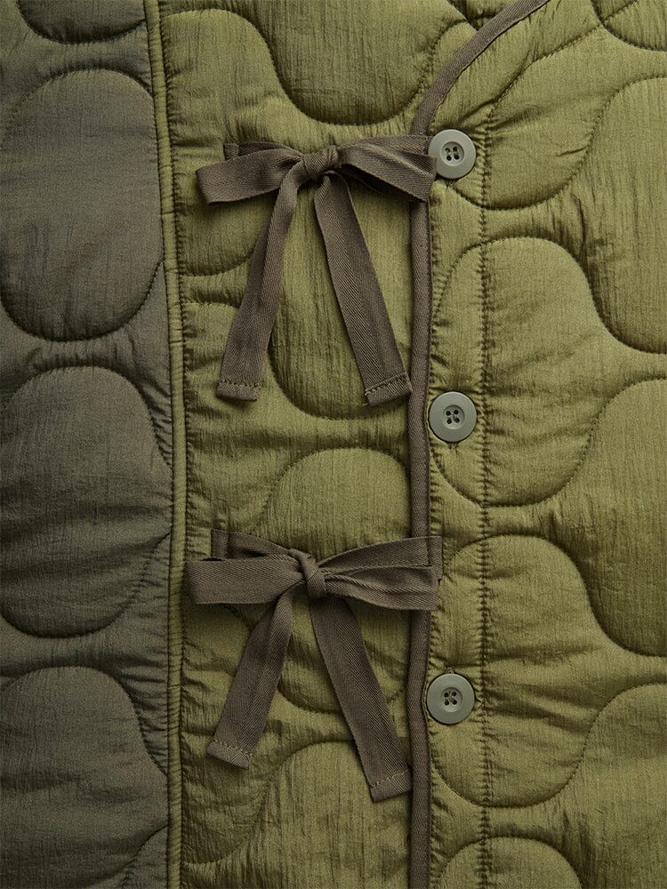 WOMEN'S MIXED MEDIA QUILTED LONG LINER (OG-107 GREEN) - Image 7