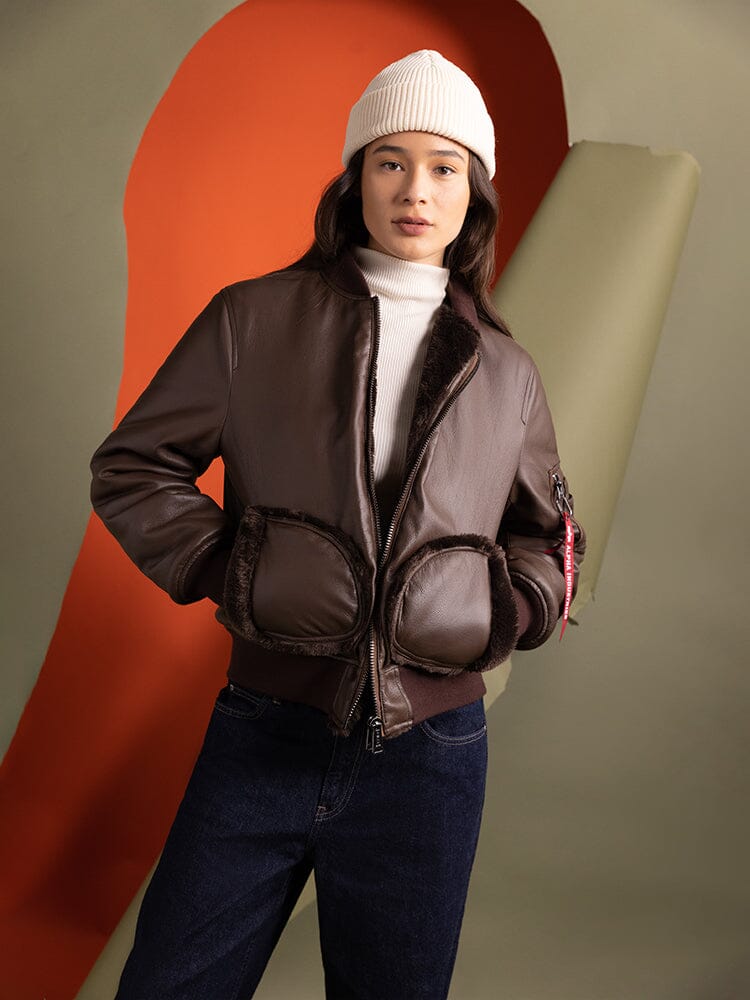 WOMEN'S REVERSIBLE FAUX LEATHER MA-1 BOMBER JACKET - Image 12