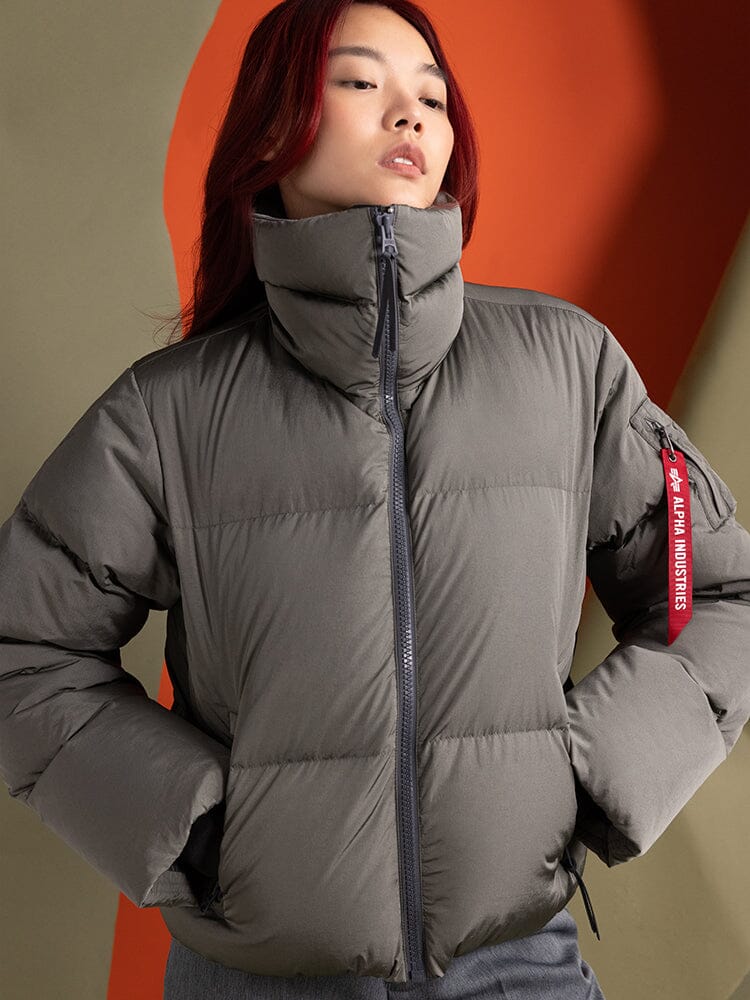 SIERRA SHORT PUFFER PARKA WOMENS (FIELD GRAY) - Image 3